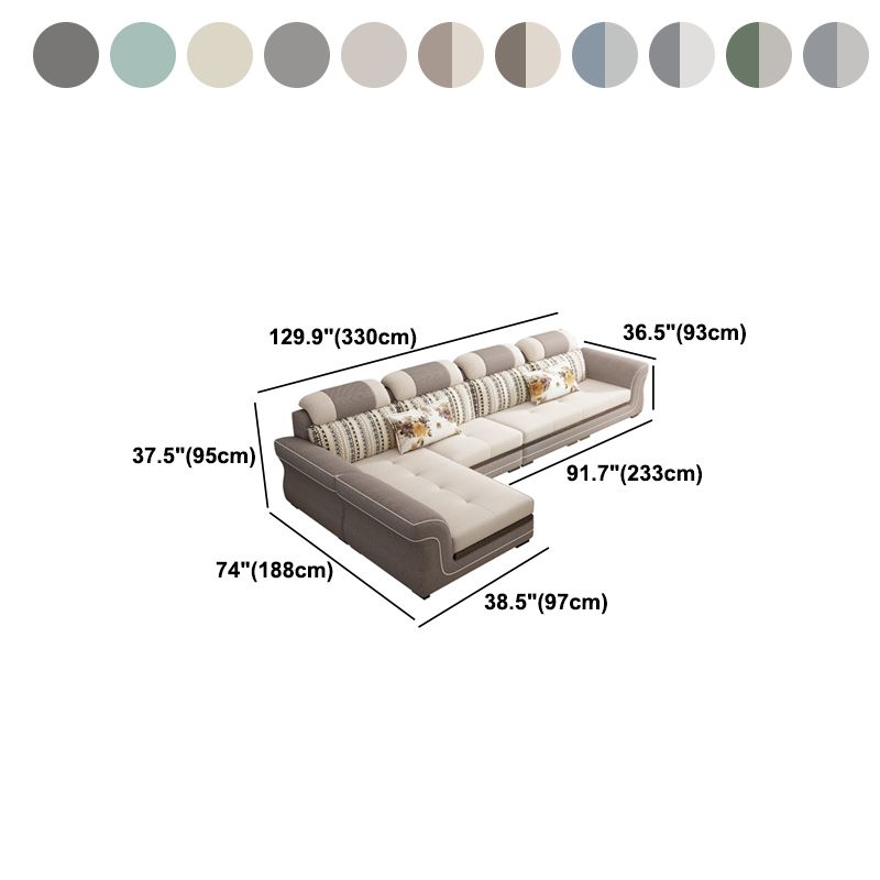 Flared Arms 4-Seater Sectional with Pillow Back Cushions for Apartment Clearhalo 'furn' 'furn_sectionals' 'Furniture' 'furniture_sectionals' 'Living Room Furniture' 'Sectionals' 1200x1200_5ffaa20d-a0bc-4c1b-86a8-027a32b9625a