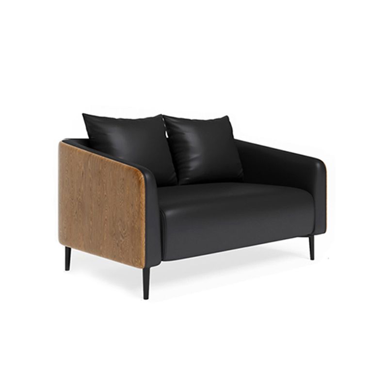 Grijze faux lederen eigentijdse hellende arm standaard bank voor woonkamer