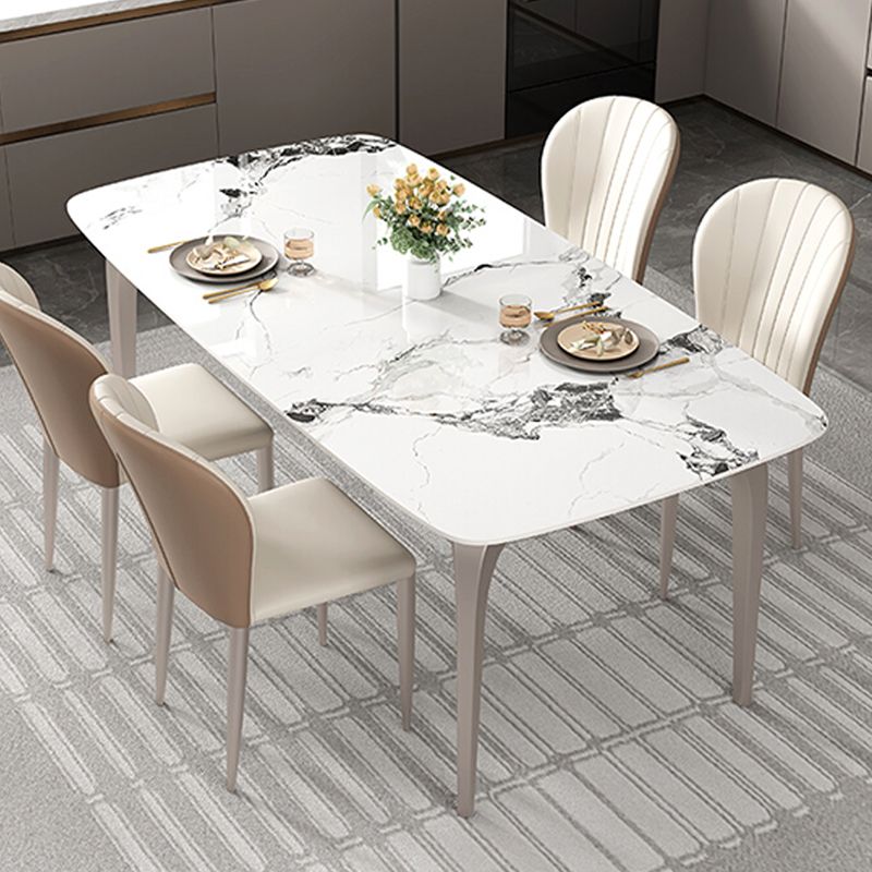 Modern Rectangular Table Sintered Stone Dining Table with 4 Legs for Home Clearhalo 'Dining Tables & Seating' 'Dining Tables' 'dining_table' 'furn' 'furn_dining_table' 'Furniture' 'Kitchen & Dining Furniture' 1200x1200_5ffdb1ae-a45a-4f34-8c10-9a6a73e8e28d