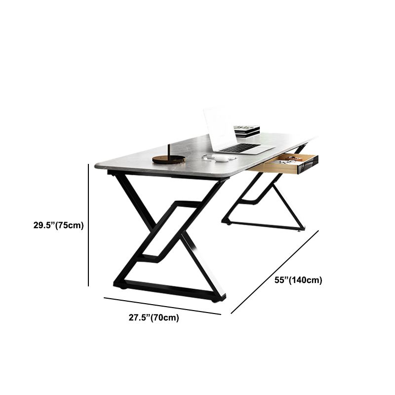 Industrial Stone Sled Writing Desk Rectangular Office Desk for Home Clearhalo 'furn' 'furn_office_desk' 'Furniture' 'Office Desks' 'Office Furniture' 'office_desk' 1200x1200_5ffe4fa7-ee3e-446f-ae30-29310b5b18c3