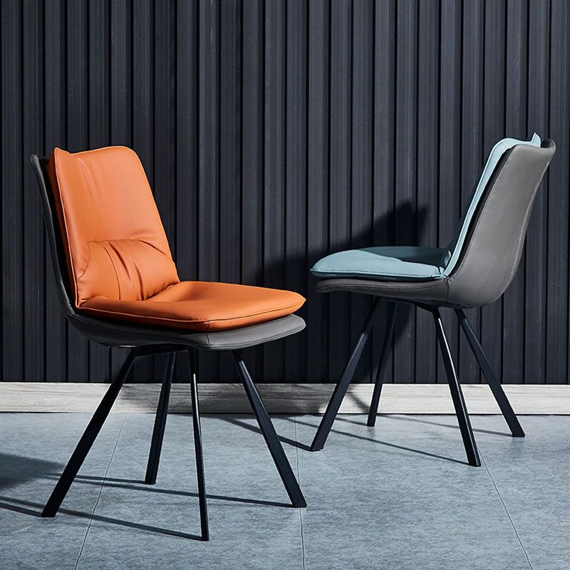 Industrial Design Armless Solid Back Chair Faux Leather Side Chair Clearhalo 'Dining Chairs' 'Dining Tables & Seating' 'dining_chair' 'furn' 'furn_dining_chair' 'Furniture' 'furniture_dining_chair' 'Kitchen & Dining Furniture' 1200x1200_5ffebb67-6fa6-4c01-a94b-026c854caf6c