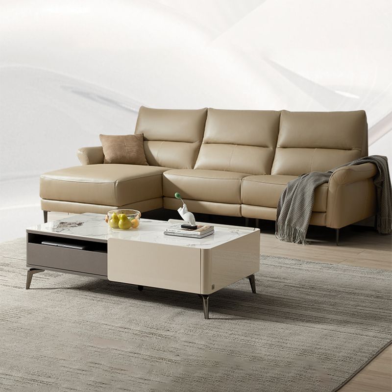 4 gambe caffettiera o tavolo da tavolo finale con cassetti di stoccaggio rettangolo bianco