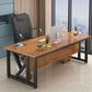 Rectangular Shaped Writing Desk Wood with Metal Legs in Brown