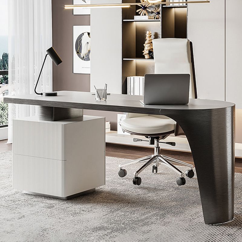 Modern Stone Top Office Desk Free Form Task Desk with 2 Drawers for Home Clearhalo 'furn' 'furn_office_desk' 'Furniture' 'Office Desks' 'Office Furniture' 'office_desk' 1200x1200_6000591d-2e89-4ca9-9256-affbfd7d63b4