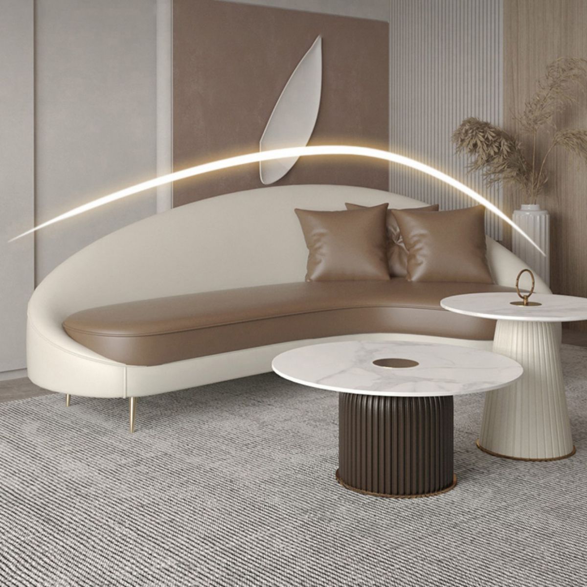 Faux Leather Curved Sofa Contemporary Sloped Arm Sofa for Living Room Clearhalo 'furn' 'furn_sofas' 'Furniture' 'Living Room Furniture' 'Sofa' 'sofas' 1200x1200_6000b45c-bb58-4e08-827b-871a94d1f28b