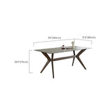 Industrial Style Rectangle Dining Table Sintered Stone Table with Wooden Legs