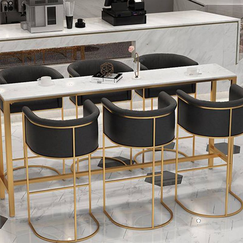 Scandinavian Bar and Counter Stool Low Back Stool with Pedestal Base in Gold Clearhalo 'Bar Furniture' 'Bar Stools' 'bar_stools' 'furn' 'furn_bar_stools' 'Furniture' 'furniture_bar_stools' 'Kitchen & Dining Furniture' 1200x1200_6001e37b-1c10-47ec-9430-93b8a528ac40