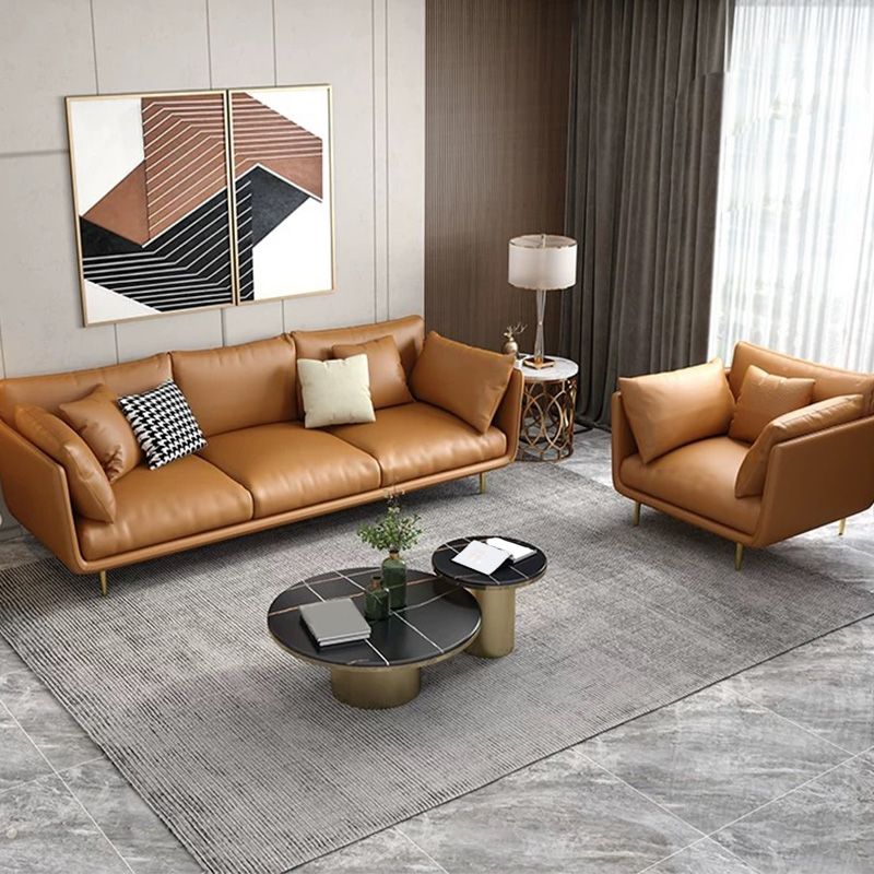 Pillow Armrest Latex Seat Imitation Leather & Leather Upholstered Rectangular Sofa Clearhalo 'furn' 'furn_sofas' 'Furniture' 'furniture_sofas' 'kitchen' 'kitchen_sofas' 'Living Room Furniture' 'Sofa' 'sofas' 1200x1200_60023152-63f7-437d-8de6-5e55463e7247