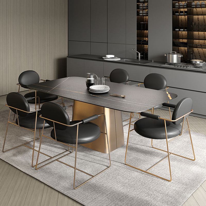 Traditional Luxury Dining Table Stone Dining Table with Pedestal Base Clearhalo 'Dining Tables & Seating' 'Dining Tables' 'dining_table' 'furn' 'furn_dining_table' 'Furniture' 'furniture_dining_table' 'Kitchen & Dining Furniture' 'kitchen' 'kitchen_dining_table' 1200x1200_600480cb-7b0c-46e4-abdf-b4a74cad4598