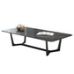 Glam Style Rectangular Slte Black Metal Trestle Type Base Coffee Table
