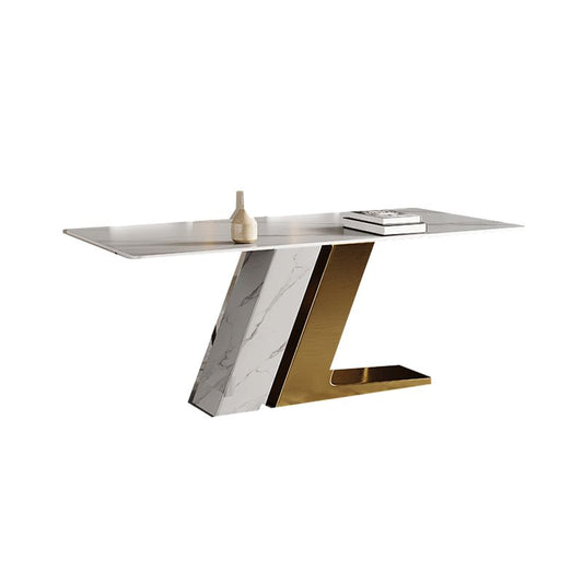 Sintered Stone Dining Set 1/4/5/7 Pcs White Rectangle Dining Table and Armless Chairs Clearhalo 'Dining Room Sets' 'Dining Tables & Seating' 'dining_room_set' 'furn' 'furn_dining_room_set' 'Furniture' 'Kitchen & Dining Furniture' 1200x1200_60058892-bba6-4891-9750-2da32575546a