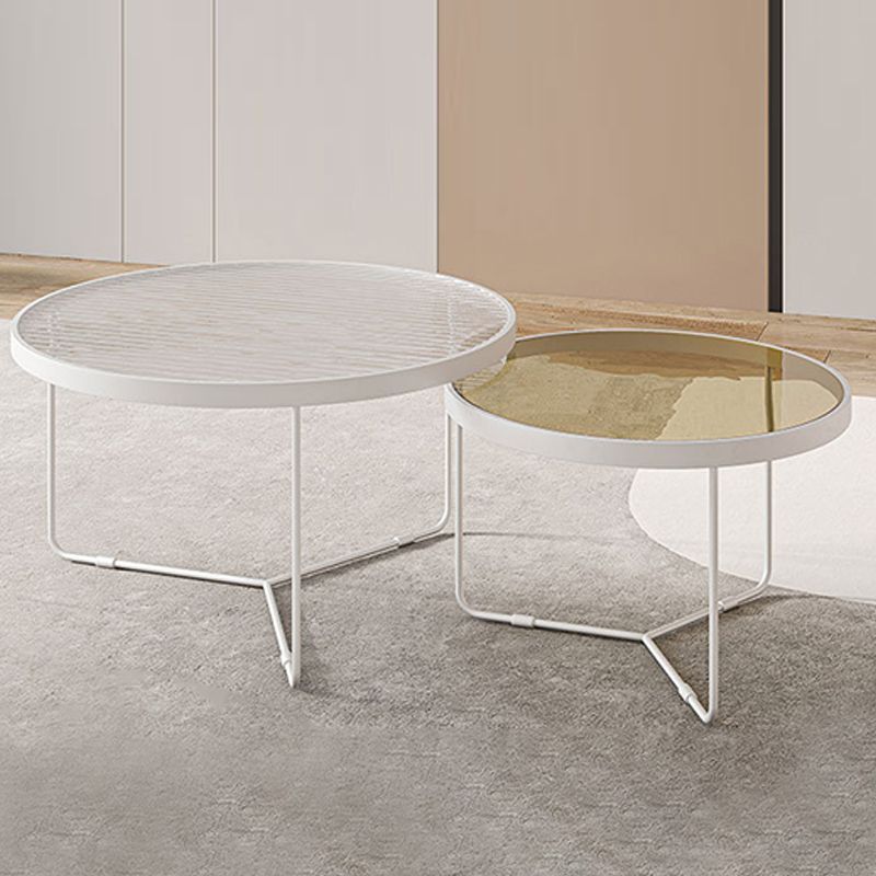 Trestle 2 Nesting Coffee Table Modern Tempered Glass 18'' Coffee Table Set Clearhalo 'Coffee & Accent Tables' 'Coffee Tables' 'coffee_tables' 'furn' 'furn_coffee_tables' 'Furniture' 'furniture_coffee_tables' 'Living Room Furniture' 1200x1200_6006f38d-756d-4c87-8aa9-ecd349341dba
