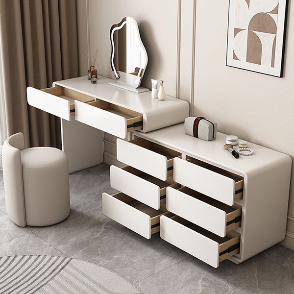Tavolo da toeletta da toeletta a specchio illuminato moderno bianco a 6 cassetto