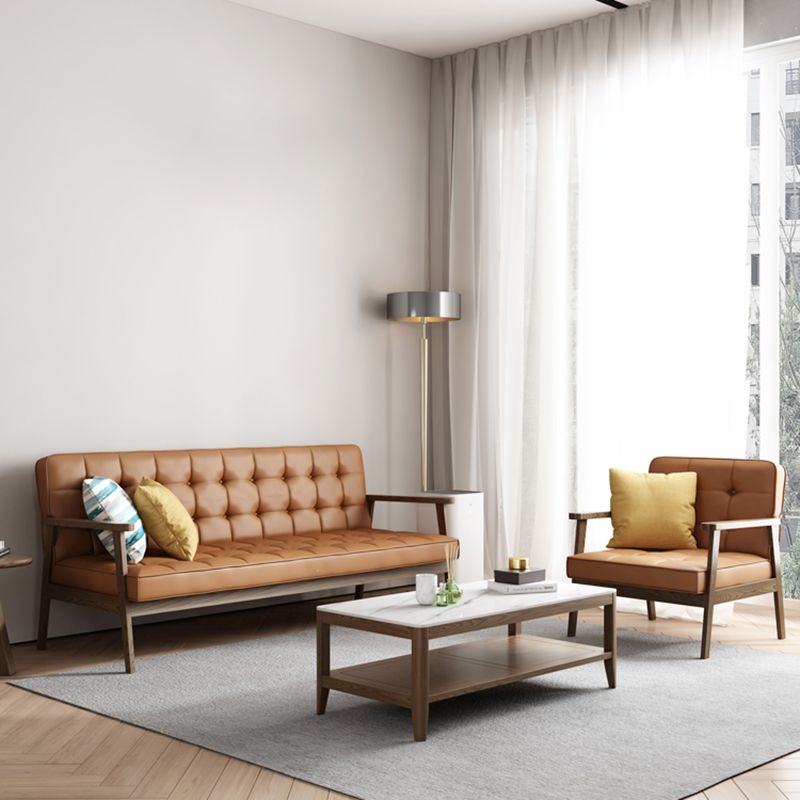 Faux Leather Tufted Sofa Split-Back 28.3"W Sofa with Square Arm for Living Room Clearhalo 'furn' 'furn_sofas' 'Furniture' 'furniture_sofas' 'Living Room Furniture' 'Sofa' 'sofas' 1200x1200_6009bc69-258b-4801-905a-98100101abcb