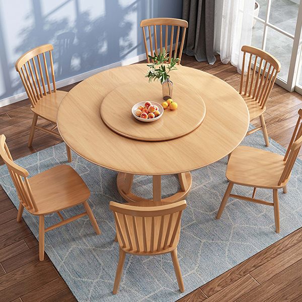 Round Table Solid Wood Table with Turntable for Home and Kitchen Clearhalo 'Dining Tables & Seating' 'Dining Tables' 'dining_table' 'furn' 'furn_dining_table' 'Furniture' 'Kitchen & Dining Furniture' 1200x1200_600b8a64-f3c6-4bf1-ae4a-b883283ed104
