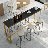 Black Solid Wood Bar Table Gold and Metal Base Bar Table for Kitchen Living Room