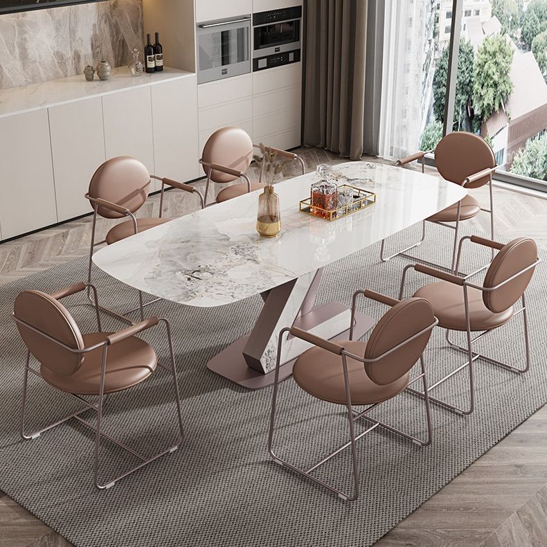 Contemporary 1/4/5/7 Pieces Dining Set Rectangle Dining Table Set with Pedestal Base Clearhalo 'Dining Room Sets' 'Dining Tables & Seating' 'dining_room_set' 'furn' 'furn_dining_room_set' 'Furniture' 'furniture_dining_room_set' 'Kitchen & Dining Furniture' 1200x1200_600fa00e-a04f-443e-b12f-ec490764c818