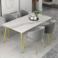 Modern Rectangle Dining Set 1/2/5 Pieces Stone Top Indoor Dinette Set with Gold Base Clearhalo 'Dining Room Sets' 'Dining Tables & Seating' 'dining_room_set' 'furn' 'furn_dining_room_set' 'Furniture' 'Kitchen & Dining Furniture' 1200x1200_6010eed5-f848-4978-abf0-6e82233a1d1d