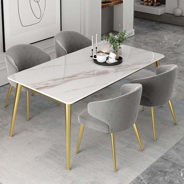 Modern Rectangle Dining Set 1/2/5 Pieces Stone Top Indoor Dinette Set with Gold Base Clearhalo 'Dining Room Sets' 'Dining Tables & Seating' 'dining_room_set' 'furn' 'furn_dining_room_set' 'Furniture' 'Kitchen & Dining Furniture' 1200x1200_6010eed5-f848-4978-abf0-6e82233a1d1d
