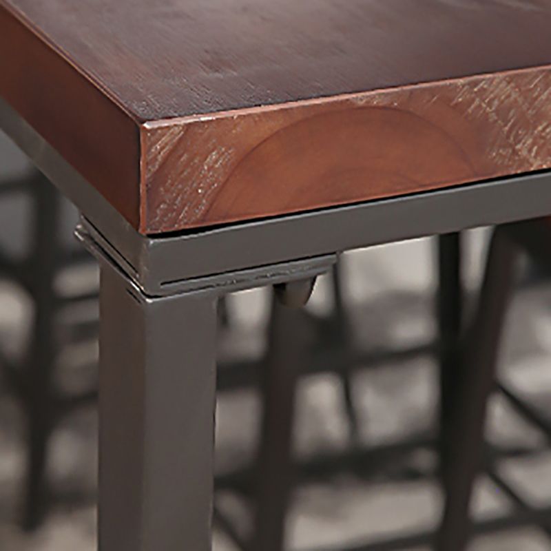 Pine Wood Bar Dining Table Brown Industrial Bar Table with Trestle Base in Black Clearhalo 'Bar Furniture' 'Bar Tables' 'bar_tables' 'furn' 'furn_bar_tables' 'Furniture' 'furniture_bar_tables' 'Kitchen & Dining Furniture' 1200x1200_60113f22-0cf4-438d-a761-8eda877a4e00