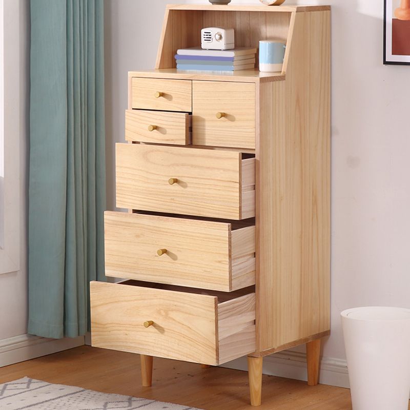 Coffre d'accentuation en bois massif avec des jambes droites de 15,74 "poitrine de large avec 6 tiroirs