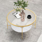 Modern Round Glass & Slate Coffee Cocktail Table with Storage Shelf