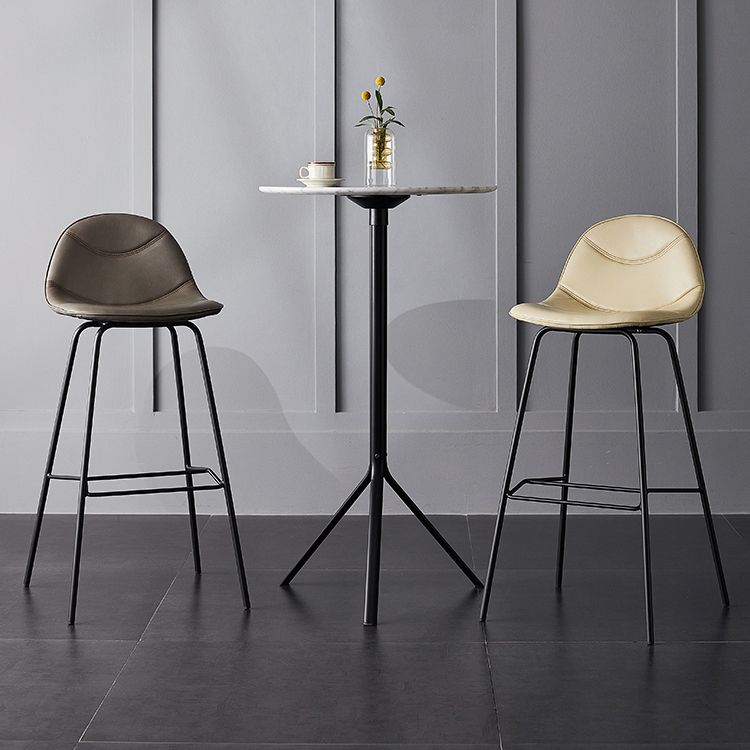 Industrial Leather Iron Counter Stools Low Back Bar Stools with 4 Legs for Kitchen Clearhalo 'Bar Furniture' 'Bar Stools' 'bar_stools' 'furn' 'furn_bar_stools' 'furniture_bar_stools' 'Kitchen & Dining Furniture' 'kitchen&dining_furn' 'kitchen' 'kitchen_furn' Furniture' 1200x1200_60148860-5b7c-4789-b041-83e06752f6c0