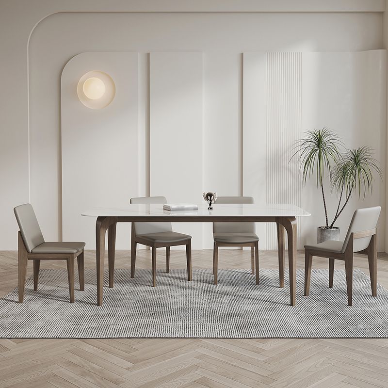 焼結石白ダイニングテーブル工業スタイル4脚のテーブルダイニングルーム用