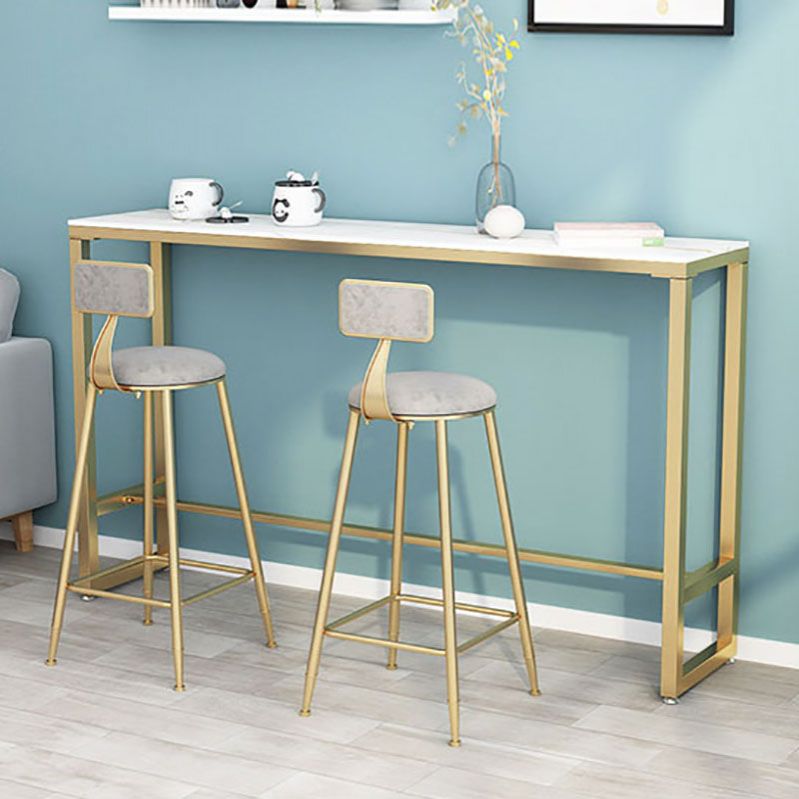 Glam Rectangle Stone Pub Bar Table Indoor Gold Iron Bar Dining Table with Trestle Pedestal Clearhalo 'Bar Furniture' 'Bar Tables' 'bar_tables' 'furn' 'furn_bar_tables' 'Furniture' 'furniture_bar_tables' 'Kitchen & Dining Furniture' 'kitchen&dining_furn' 'kitchen' 1200x1200_6015159a-3380-4d42-aa7a-118fded9601c