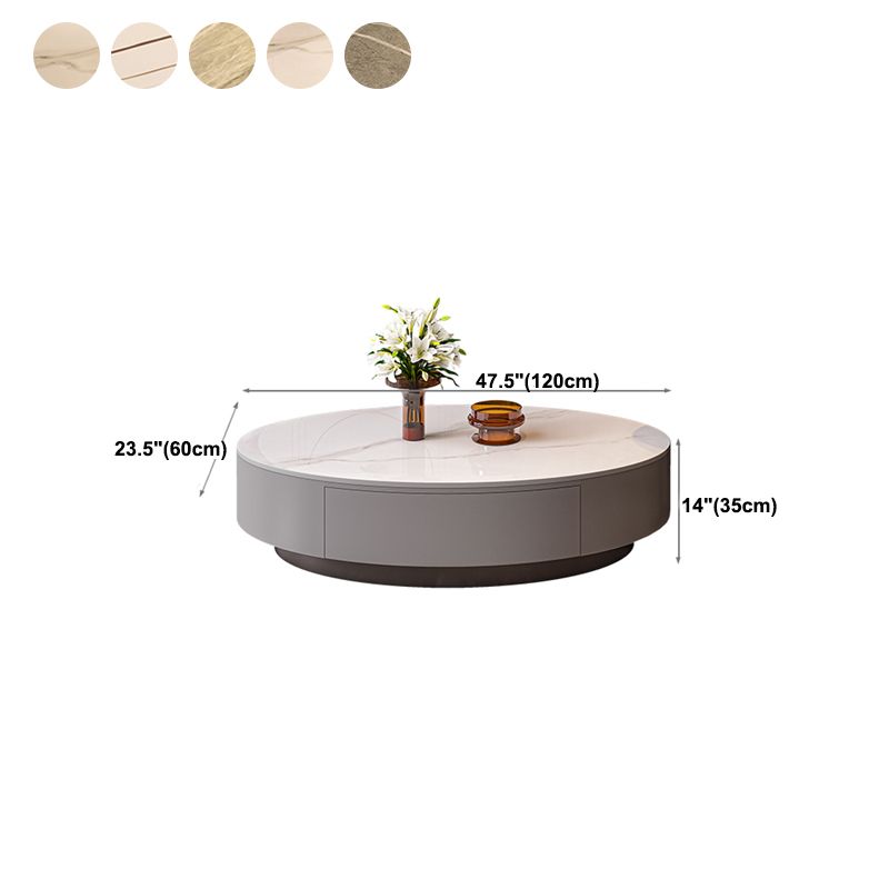 Ovale stenen salontafel 1 enkele cocktailtafel met 1 opberglade