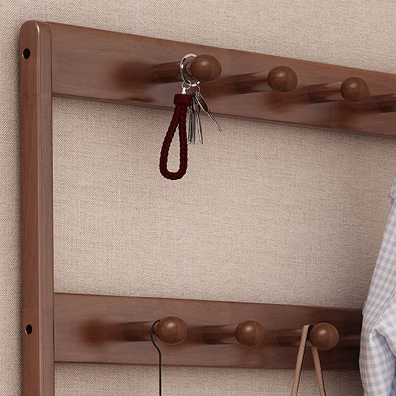 Contemporary Style Coat Hanger Hooks Design Solid Rubberwood Coat Rack with Drawer