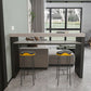 Industrial Counter Height Set 1/2/3 Pcs Stone and Leather Bar Table with Backless Stools