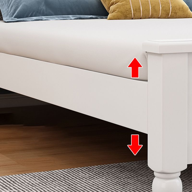 Solid Wood Standard Bed Contemporary White Bed with Panel Headboard