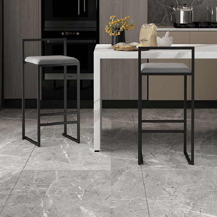Modern Backrest Armless Counter Stool Iron Cafe Bar Stool with Velvet Cushion and Pedal Clearhalo 'Bar Furniture' 'Bar Stools' 'bar_stools' 'furn' 'furn_bar_stools' 'Furniture' 'furniture_bar_stools' 'Kitchen & Dining Furniture' 1200x1200_6019e342-4eb6-448c-b288-1c3ebc2fcf23