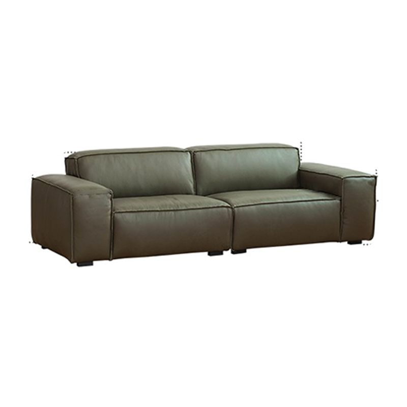 27.55" High Cushions Sofa Faux Genuine Leather Square Arm Sofa