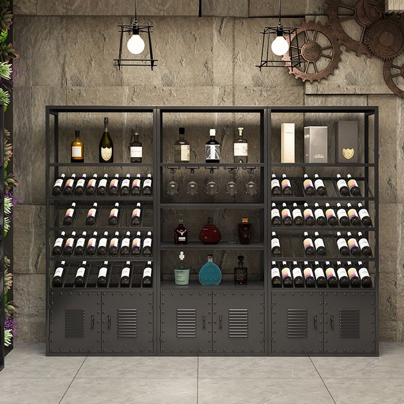 Modern Floor Wine Rack Metal Wine Bottle & Glass Rack for Dining Room