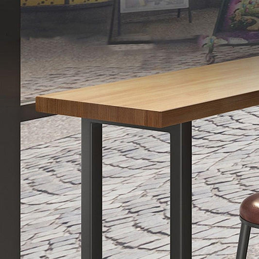 Modern Brown Wood Pub Table with Rectangle Table Top Black Trestle Table, Only Table Clearhalo 'Bar Furniture' 'Bar Tables' 'bar_tables' 'furn' 'furn_bar_tables' 'Furniture' 'furniture_bar_tables' 'Kitchen & Dining Furniture' 1200x1200_601a247c-87e8-465b-875a-c43edcce1087