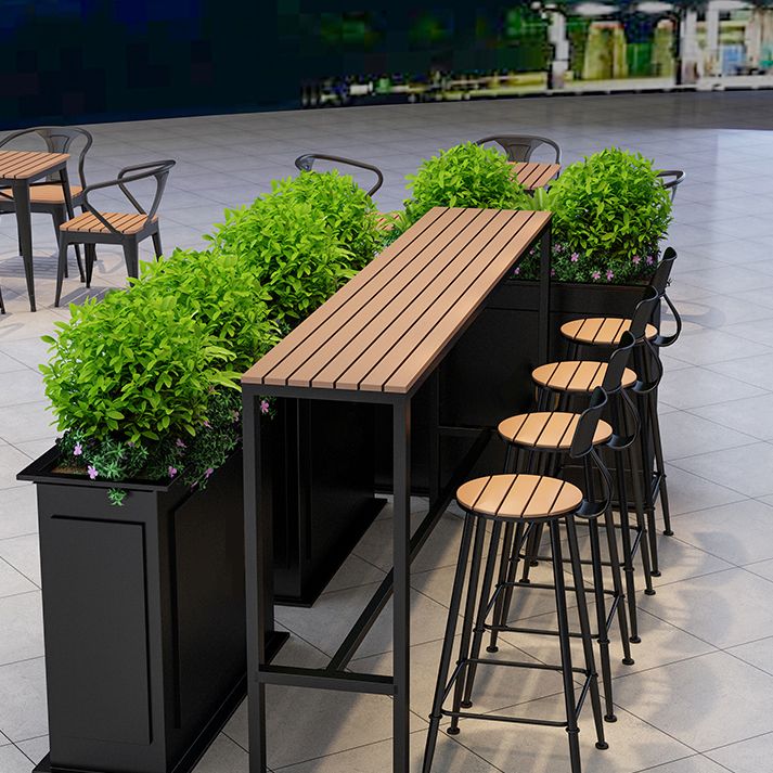 Outdoor Industrial Counter Stool Wood and Metal Black Footrest Bar Stool Clearhalo 'Bar Furniture' 'Bar Stools' 'bar_stools' 'furn' 'furn_bar_stools' 'Furniture' 'Kitchen & Dining Furniture' 1200x1200_601bae03-0342-45ea-a6d0-a1531143a005