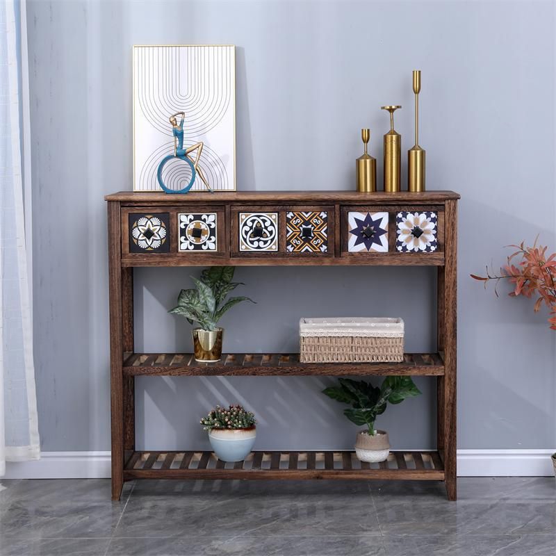 Mid-Century Modern Console Table Rectangle Console Table Floor Shelf Clearhalo 'Console Tables' 'console_tables' 'Entry & Mudroom Furniture' 'furn' 'furn_console_tables' 'Furniture' 1200x1200_601f375a-5b40-4f6f-81bb-0576a5f2468c