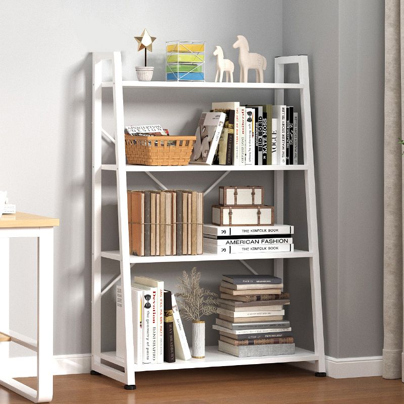 Modern Home Steel Book Shelf Ladder 12"W Matte Finish Bookcase Clearhalo 'Bookcases' 'furn' 'furn_bookcases' 'Furniture' 'Office Furniture' 1200x1200_6021aa78-5900-408e-a253-826ca217be00