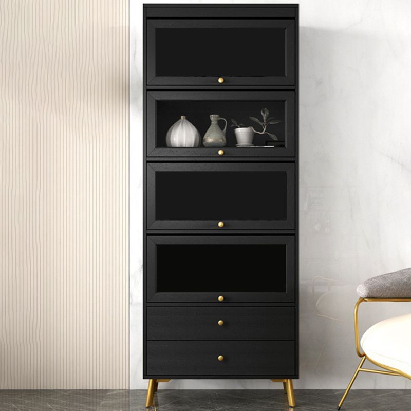 Armoire contemporaine à 2 tiroirs en bois noir, armoire à accent rectangle