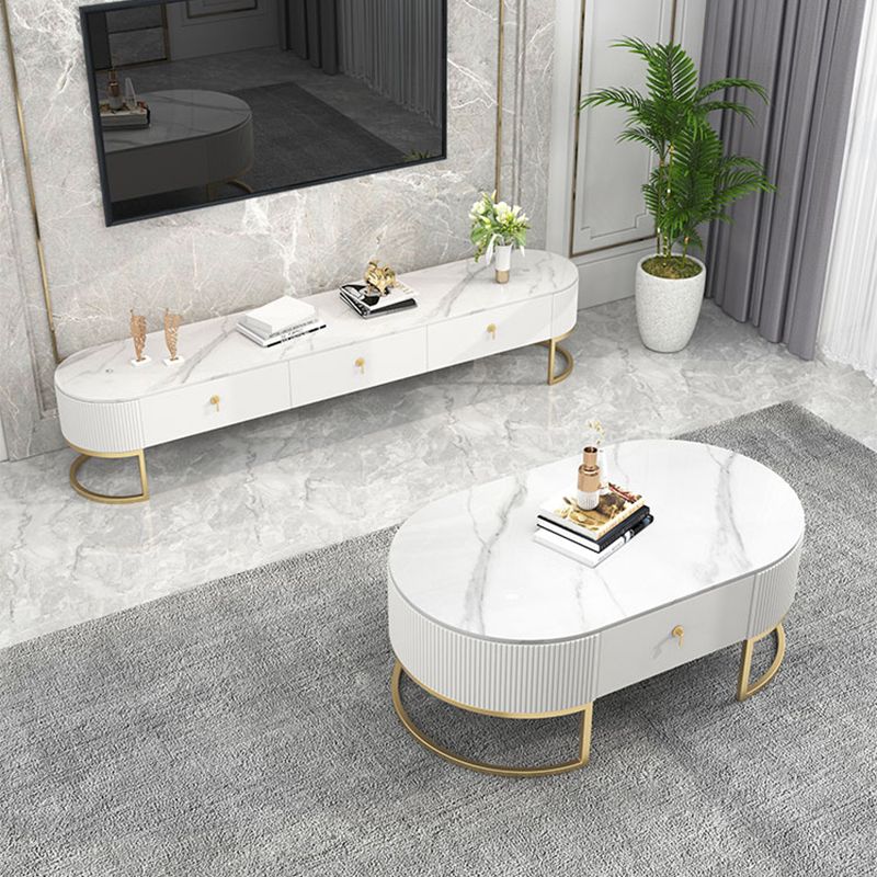 Slate Top Coffee or End Table with Storage Drawers Oval Frame Clearhalo 'Coffee & Accent Tables' 'Coffee Tables' 'coffee_tables' 'furn' 'furn_coffee_tables' 'Furniture' 'Living Room Furniture' 1200x1200_6022494b-fb4b-436e-8319-b6dec354eb73