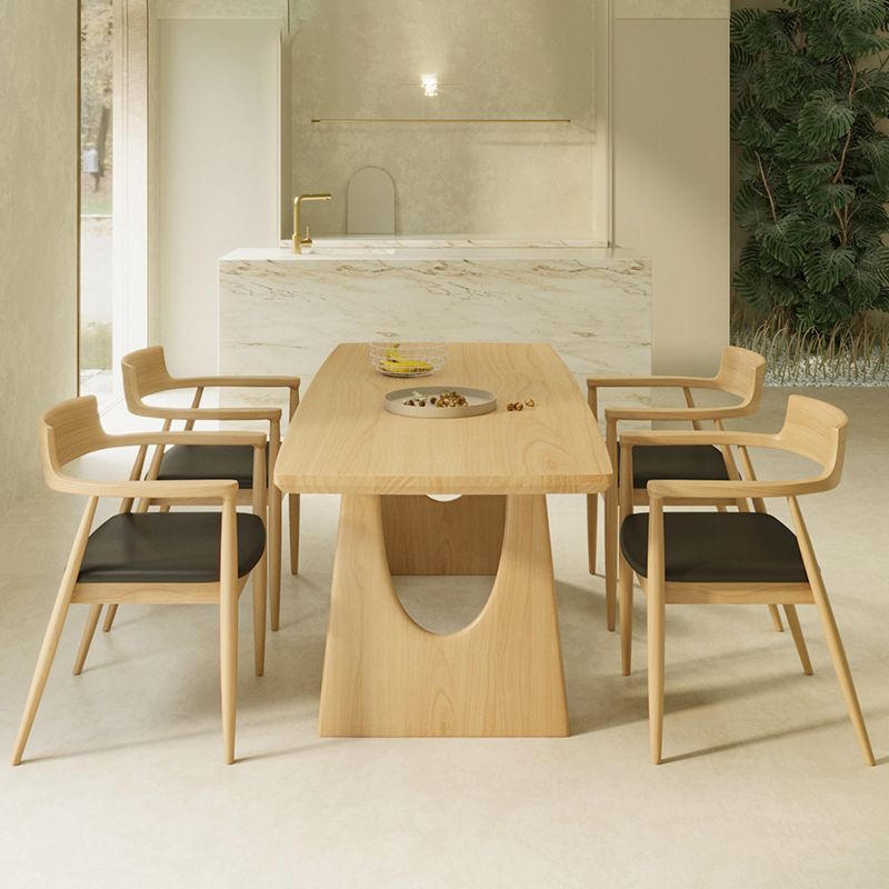 Table à manger rectangulaire à Double piédestal, Table moderne en bois de pin pour le salon