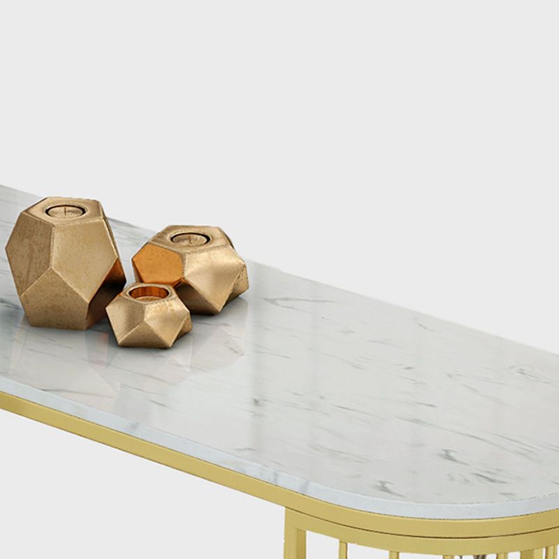 Glam Gold Iron Bar Dining Table White Stone Top Indoor Bistro Table with Shelf Clearhalo 'Bar Furniture' 'Bar Tables' 'bar_tables' 'furn' 'furn_bar_tables' 'Furniture' 'furniture_bar_tables' 'Kitchen & Dining Furniture' 1200x1200_6024253f-8b80-43b1-bd61-b0833945a9bd