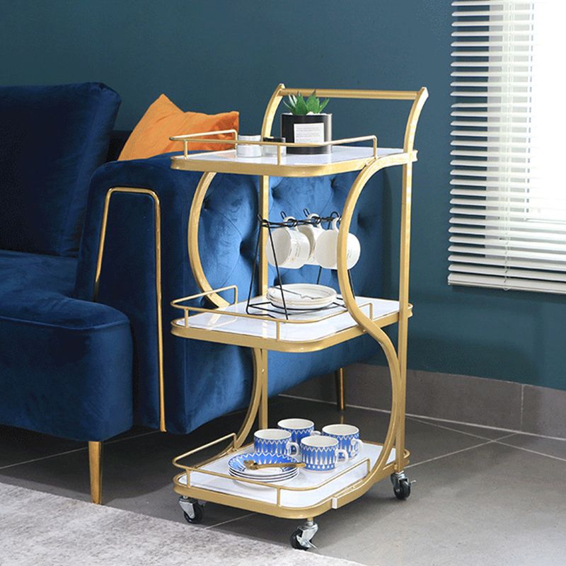 33" High Rolling Contemporary Prep Table Metal Prep Table with Open Storage