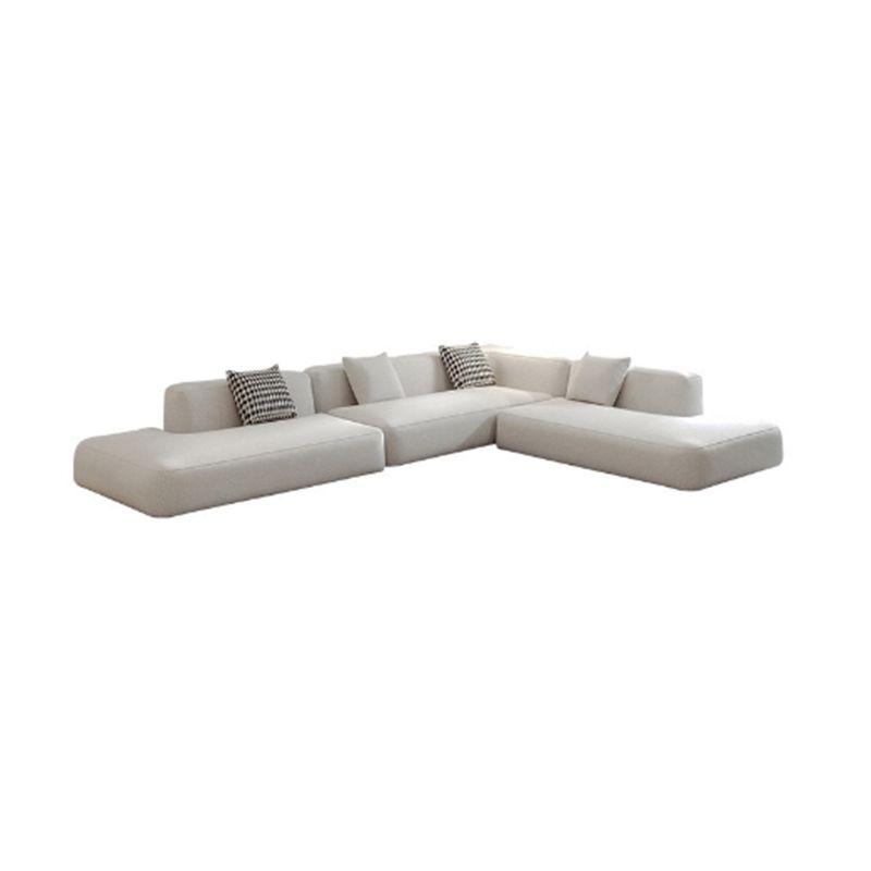 Single Side Armrest Sectional Sponge Cushioned White Uncushioned Backrest Sofa