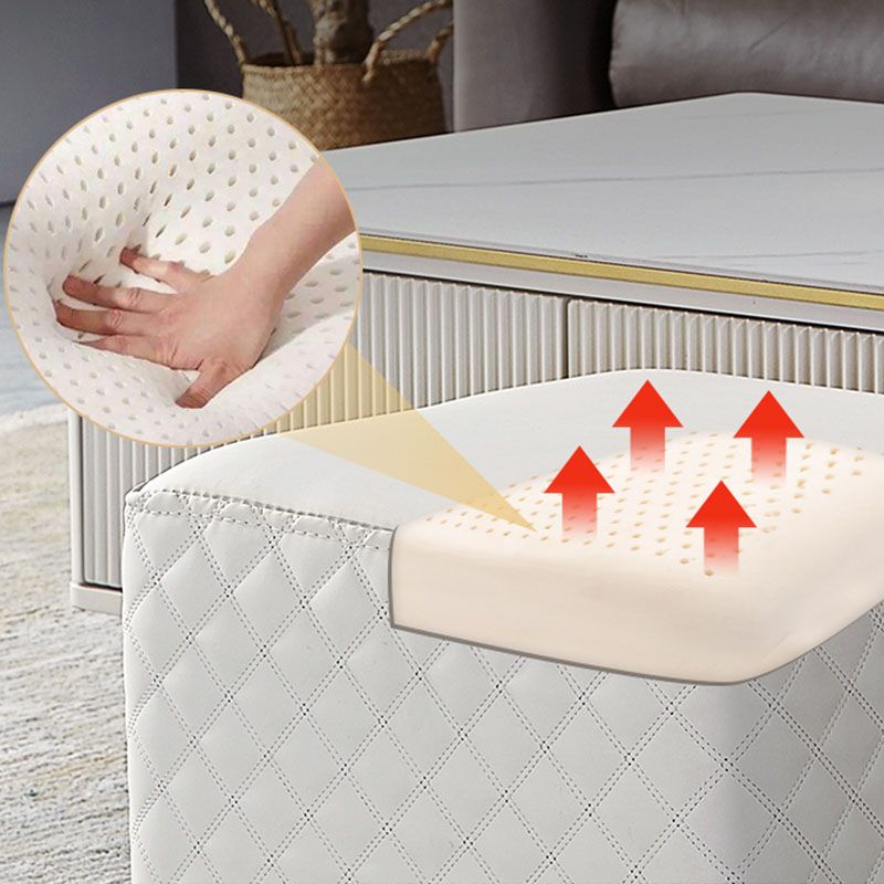 Glam Ottoman Genuine Leather Upholstered Diamond Lattice Square Ottoman with Metal Legs Clearhalo 'furn' 'furn_ottomans_poufs' 'Furniture' 'Living Room Furniture' 'Ottomans & Poufs' 'ottomans_poufs' 1200x1200_6026a8b1-960a-4eaf-87e6-016fd38bc21e