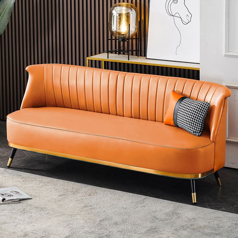 Faux Leather Modern Recessed Arm Sofa Standard Sofa for Living Room, Apartment Clearhalo 'furn' 'furn_sofas' 'Furniture' 'furniture_sofas' 'Living Room Furniture' 'Sofa' 'sofas' 1200x1200_6027bd37-6370-4f0c-92e8-d5140d394d69