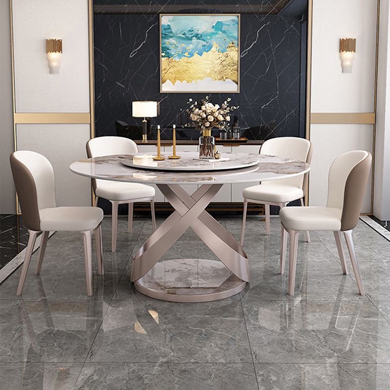 Rotatable Sintered Stone Dining Table Modern Round Table with Metal Pedestal Clearhalo ' dining_table' 'Dining Tables & Seating' 'Dining Tables' 'furn' 'furn_dining_table' 'Furniture' 'furniture_dining_table' 'Kitchen & Dining Furniture' 'kitchen&dining_furn' 'kitchen' 'kitchen_dining_table' 1200x1200_60289b7c-0e8f-4813-b259-aae0780d2f5e