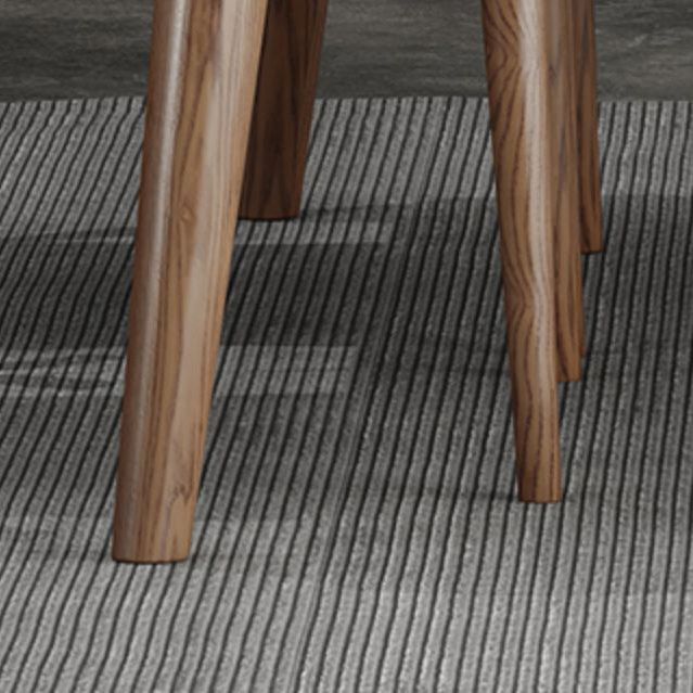 Mid-Century Modern Dining Table Stone Top Table with 4 Wood Legs